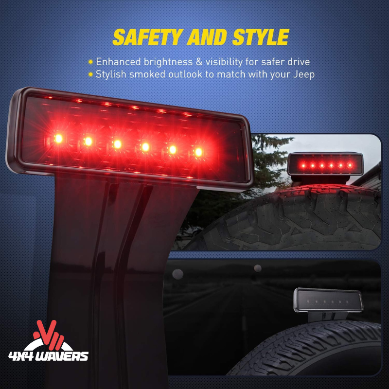 4x4wavers Rear Middle Brake Light, Smoked Black Color - 4X4 WAVERS