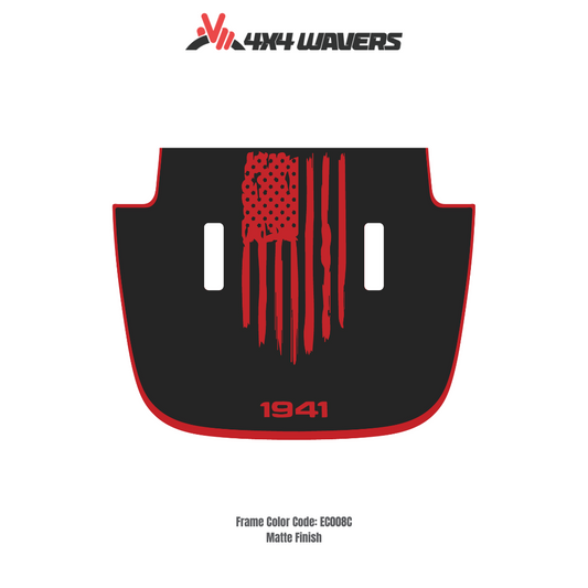 Kit d'autocollants décalcomanies 4x4wavers AMERICA 1941 pour capot JL SAHARA – Autocollants vinyles pour voitures Jeep Wrangler – Fabriqué au Canada