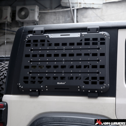 4x4wavers Rear Side Window Expansion Multifunction Panel Kit with Gas Tank and Offroad Traction Board (Black Color) - 4X4 WAVERS