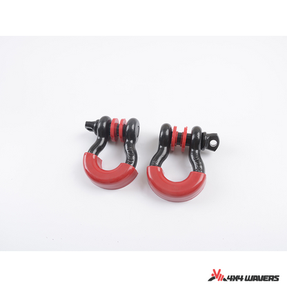 4x4wavers Bumper Hook D-Ring Shakle (Black with Red Cover) - 4X4 WAVERS