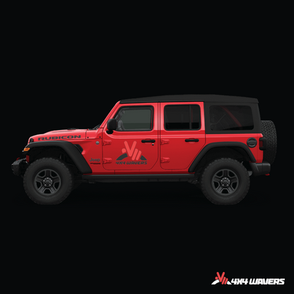 4x4wavers Official Logo Sticker Decal Decoration for Side Door and Hood (2 Decals) - Be a waver Style (Red) - 4X4 WAVERS