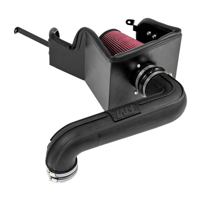 Flowmaster Delta Force Performance Engine Cold Air Intake system installed in a vehicle, showcasing its sleek design and air filter components.