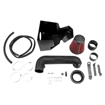 Flowmaster Delta Force Performance Air Intake system installed in a vehicle engine for improved airflow and cold air intake efficiency.