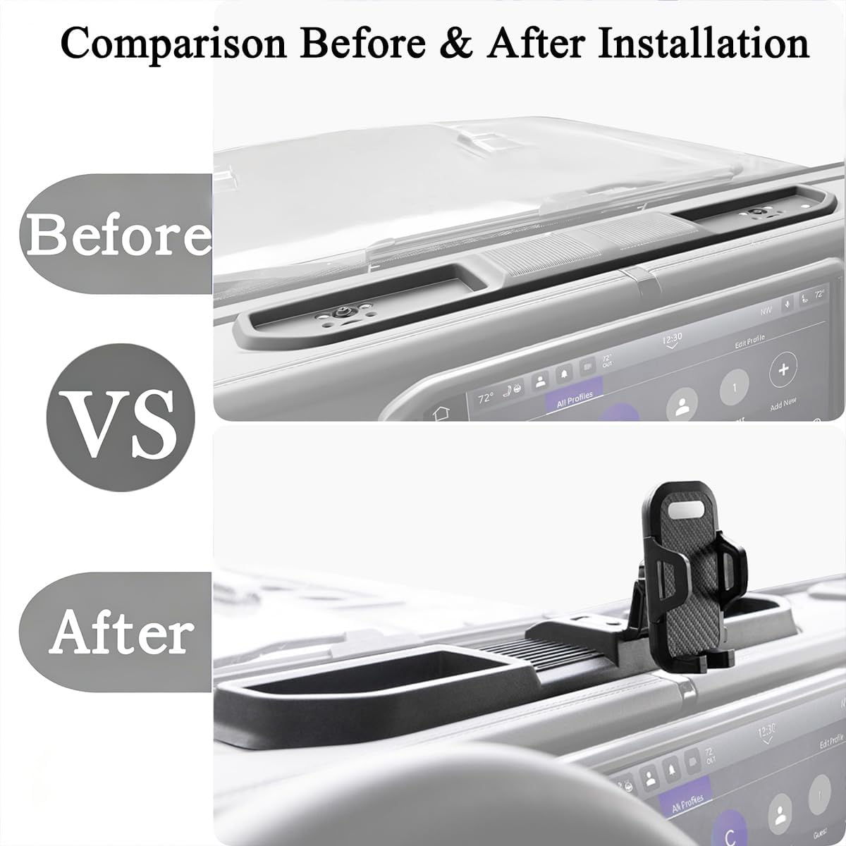 4X4WAVERS Dashboard Phone Holder and Tray - Phone Mount  - Jeep Wrangler & Gladiator JL/JLU/JT 2024+ (not for 4XE) - 4X4 WAVERS