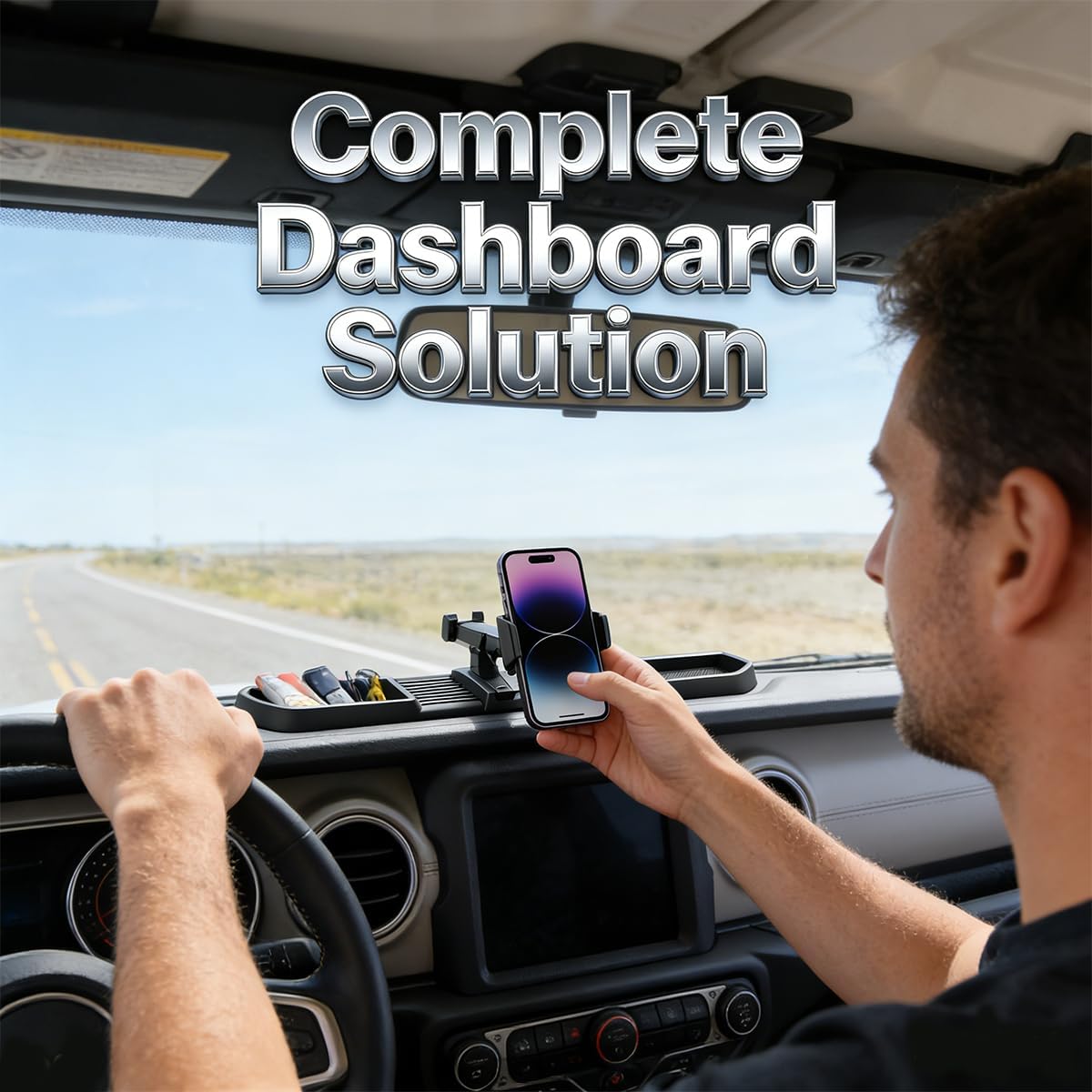 4X4WAVERS Dashboard Phone Holder and Tray - Phone Mount  - Jeep Wrangler & Gladiator JL/JLU/JT 2024+ (not for 4XE) - 4X4 WAVERS