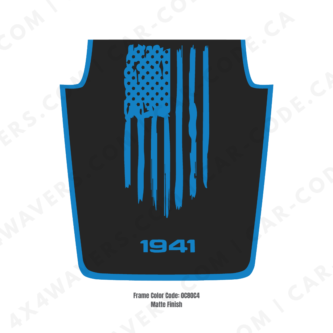 4x4wavers Decal Sticker Kit for JK Hood AMERICA 1941 Style – Vinyl Car Decals for Jeep Wrangler Models – Made in Canada - 4X4 WAVERS