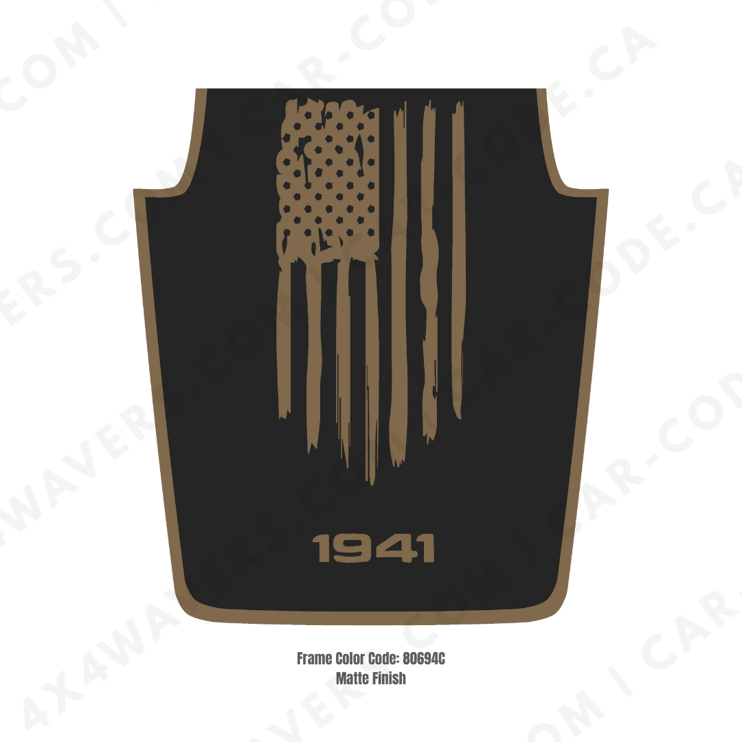 4x4wavers Decal Sticker Kit for JK Hood AMERICA 1941 Style – Vinyl Car Decals for Jeep Wrangler Models – Made in Canada - 4X4 WAVERS