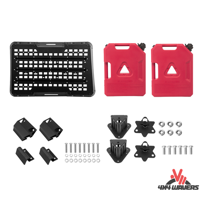 4x4wavers Rear Side Window Expansion Multifunction Panel Kit with 2 Gas Tank (Red Color) - 4X4 WAVERS