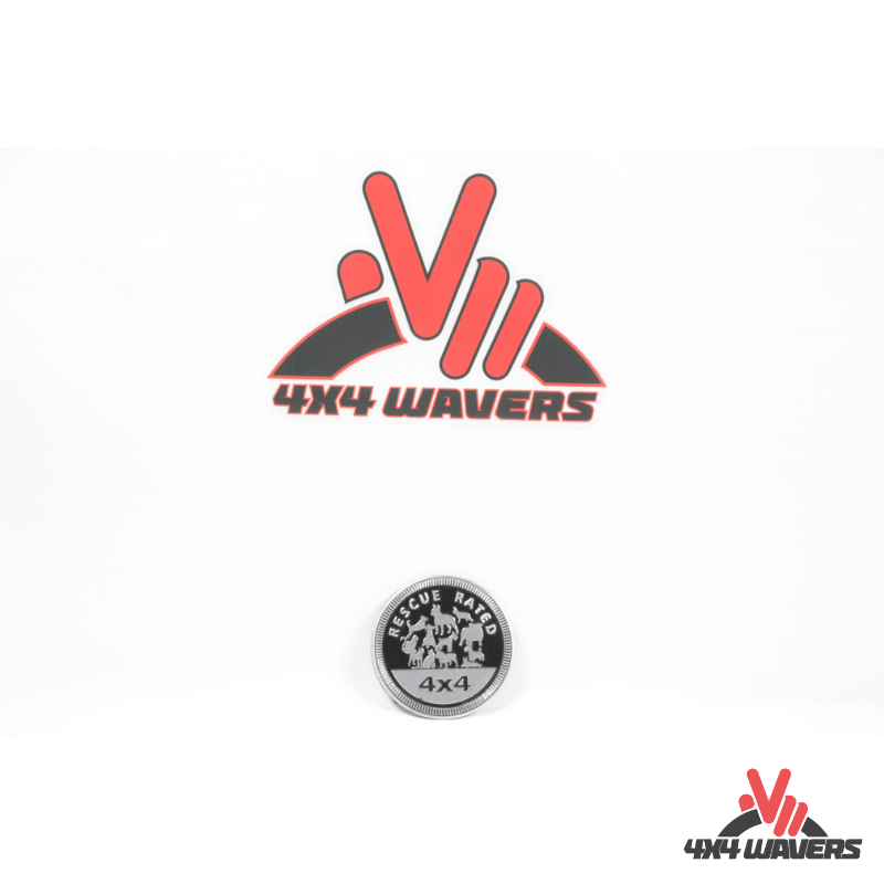 4x4wavers Offroad 4X4 Rated Aluminum Badge Decal, 4X4 3D Emblem - Rescue Rated Style Design - 4X4 WAVERS