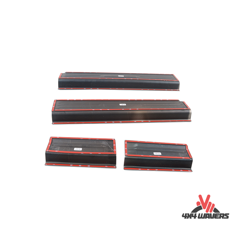 4x4wavers Door Sill Entry Guard - Carbon Fiber Style with Carbon Fiber Wrangler Logo - 4X4 WAVERS