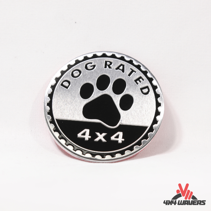 4x4wavers Offroad 4X4 Rated Aluminum Badge Decal, 4X4 3D Emblem - Dog Rated Style Design - 4X4 WAVERS