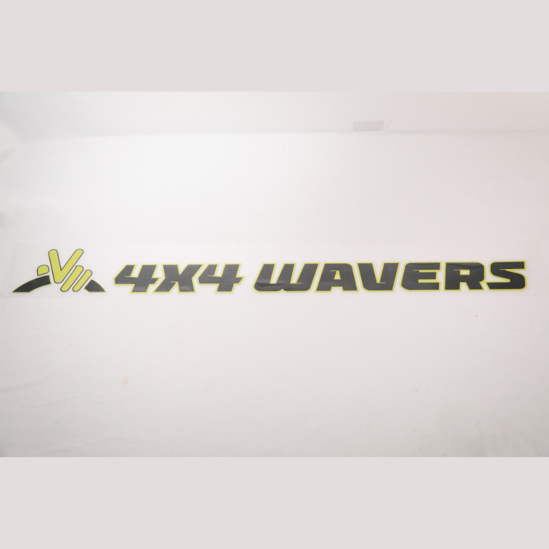 4x4wavers Official Logo Sticker Decal Decoration for Hood Sides (2 Decals) - Be a waver Style (Yellow) - same position of Rubicon Dec - 4X4 WAVERS