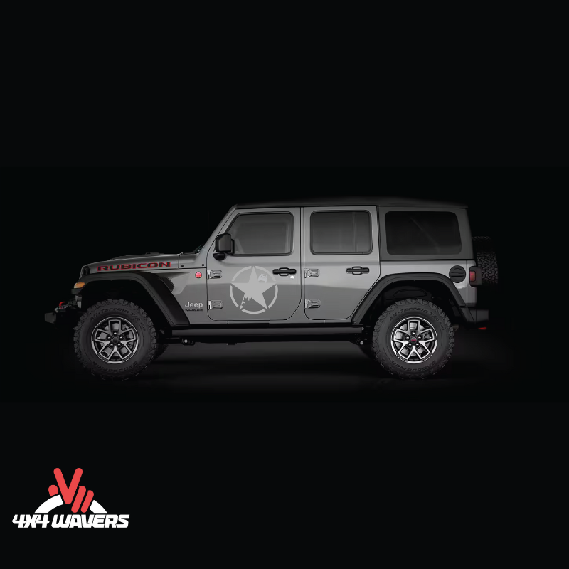 4x4wavers Canada Jeep Star Logo Sticker Decal Decoration for Side Door and Hood (2 Decals) - Offroad in Canada Style (Dark Gray Canada on Black) - 4X4 WAVERS