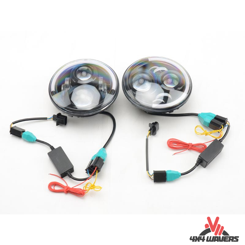 4x4wavers Headlights Premium LED Light Replacement, Half Moon Style - 4X4 WAVERS