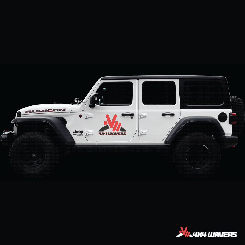 4x4wavers Official Logo Sticker Decal Decoration for Side Door and Hood (2 Decals) - Be a waver Style (Red) - 4X4 WAVERS