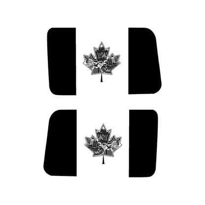 Canada Rear Side Window Flag Decal (Collage Maple Leaf) for Wrangler JL/JLU/JK/JKU/4xe – HARDTOP ONLY – Black/Grey – 3M Printed + Matte Lam