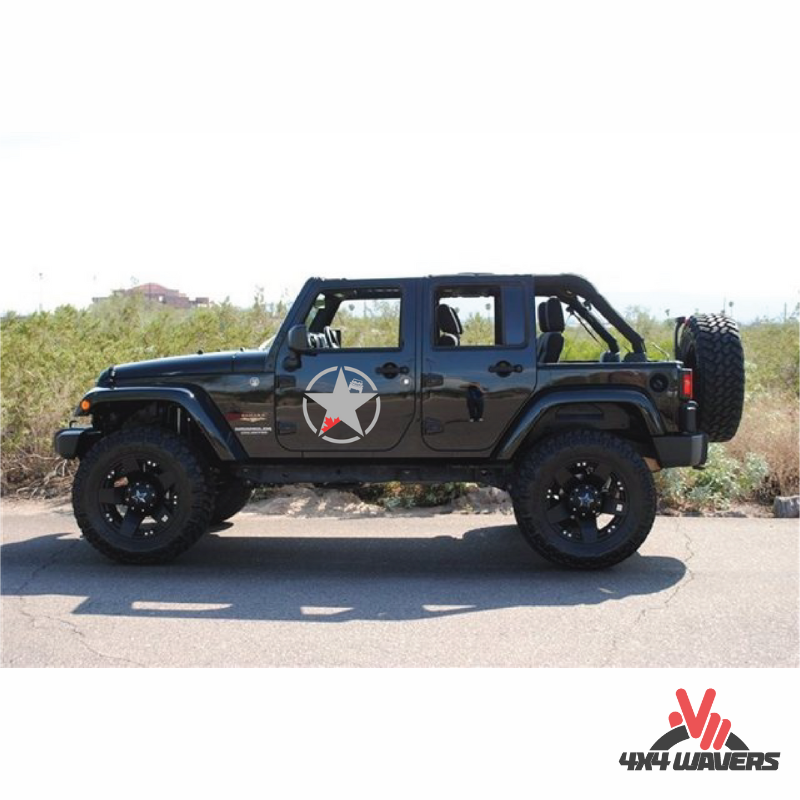 4x4wavers Canada Jeep Star Logo Sticker Decal Decoration for Side Door and Hood (2 Decals) - Offroad in Canada Style (Red Canada on Gray) - 4X4 WAVERS