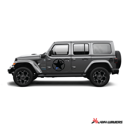 4x4wavers Canada Jeep Star Logo Sticker Decal Decoration for Side Door and Hood (2 Decals) - Offroad in Canada Style (Blue Canada on Black) - 4X4 WAVERS