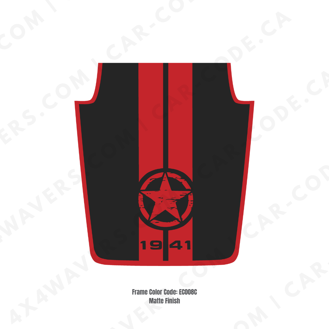 Kit d'autocollants 4x4wavers pour capot JK Étoile style 1941 – Autocollants en vinyle pour modèles Jeep Wrangler – Fabriqué au Canada