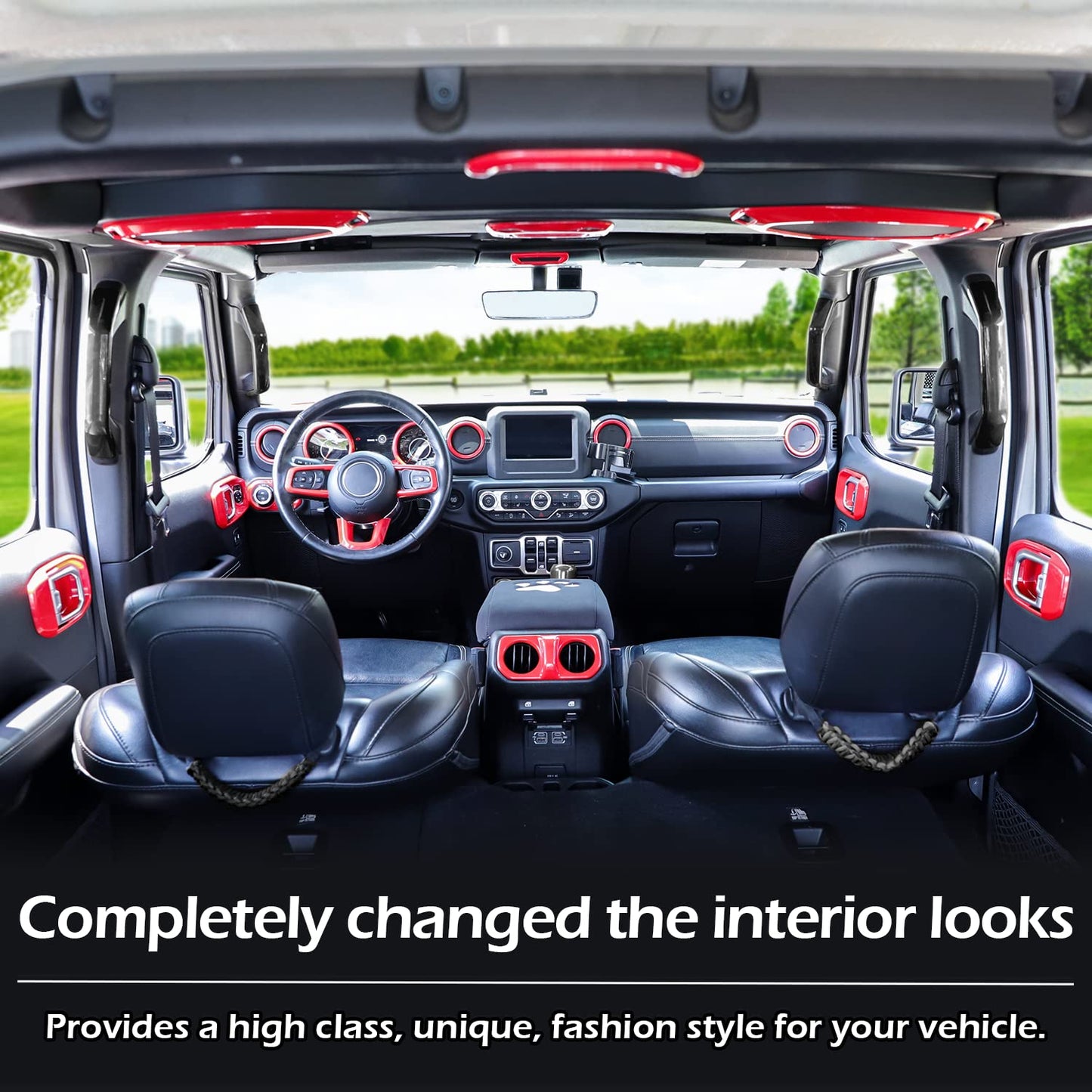 4X4WAVERS Full Set Interior Dashboard Decoration Trim Kit - 21pcs - Jeep Wrangler & Gladiator JL/JLU/4XE/JT 2018-2023 - 4X4 WAVERS