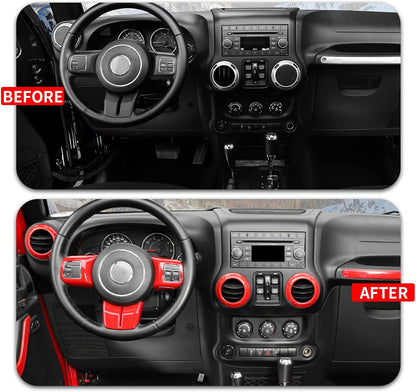 4X4WAVERS Full Set Interior Dashboard Decoration Trim Kit - 18pcs - Jeep Wrangler JK/JKU 2011-2018 - 4X4 WAVERS