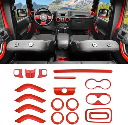 4X4WAVERS Full Set Interior Dashboard Decoration Trim Kit - 18pcs - Jeep Wrangler JK/JKU 2011-2018 - 4X4 WAVERS