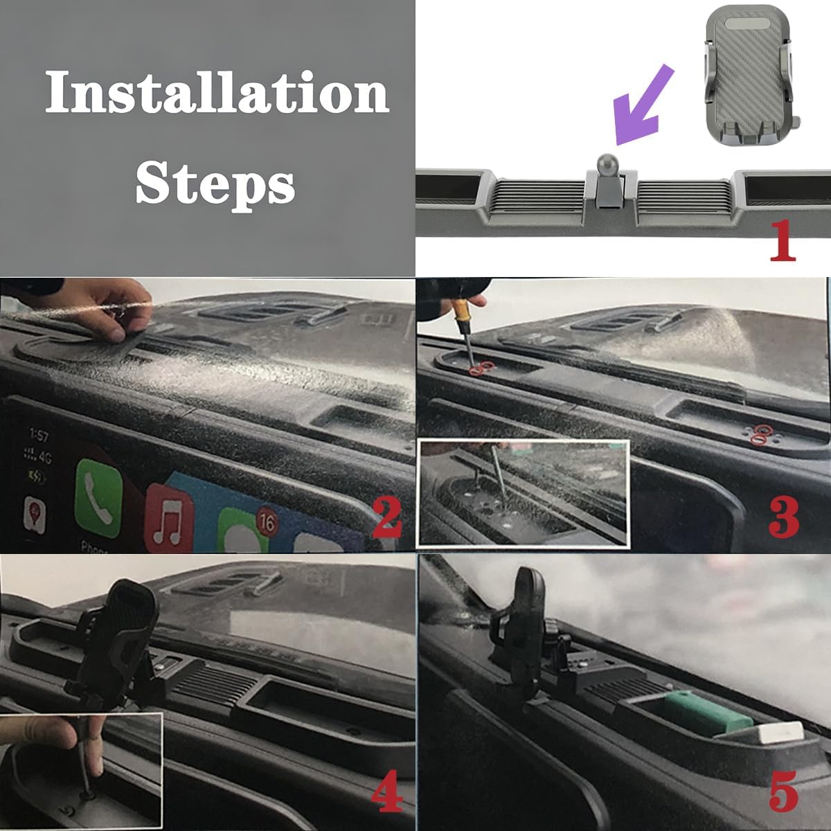 4X4WAVERS Dashboard Phone Holder and Tray - Phone Mount  - Jeep Wrangler & Gladiator JL/JLU/JT 2024+ (not for 4XE) - 4X4 WAVERS