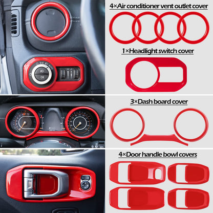 4X4WAVERS Full Set Interior Dashboard Decoration Trim Kit - 21pcs - Jeep Wrangler & Gladiator JL/JLU/4XE/JT 2018-2023 - 4X4 WAVERS