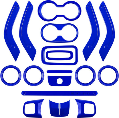 4X4WAVERS Full Set Interior Dashboard Decoration Trim Kit - 18pcs - Jeep Wrangler JK/JKU 2011-2018 - 4X4 WAVERS