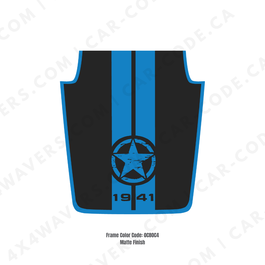Kit d'autocollants 4x4wavers pour capot JK Étoile style 1941 – Autocollants en vinyle pour modèles Jeep Wrangler – Fabriqué au Canada