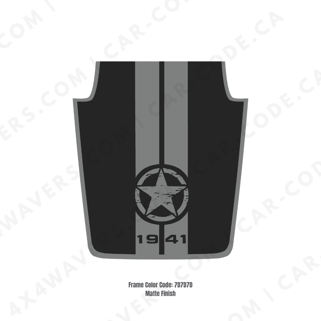 Kit d'autocollants 4x4wavers pour capot JK Étoile style 1941 – Autocollants en vinyle pour modèles Jeep Wrangler – Fabriqué au Canada