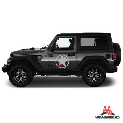 4x4wavers Canada Jeep Star Logo Sticker Decal Decoration for Side Door and Hood (2 Decals) - Offroad in Canada Style (Red Canada on Gray) - 4X4 WAVERS