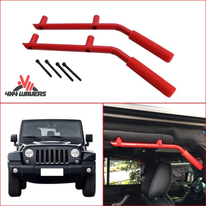 4x4wavers Metal Rear Grab Handle Kit (Red Color) - 4X4 WAVERS