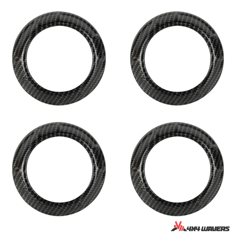 4x4wavers Dashboard Air Conditioner Vent Circle Ring Cover (Black Carbon Fiber Style) - 4X4 WAVERS