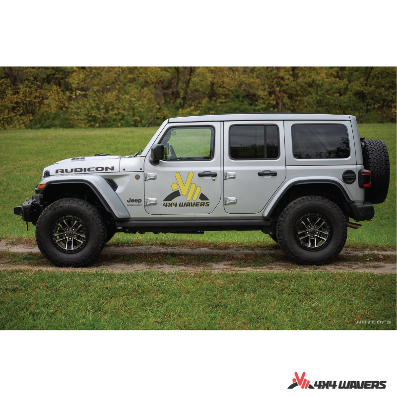 4x4wavers Official Logo Sticker Decal Decoration for Side Door and Hood (2 Decals) - Be a waver Style (Yellow) - 4X4 WAVERS