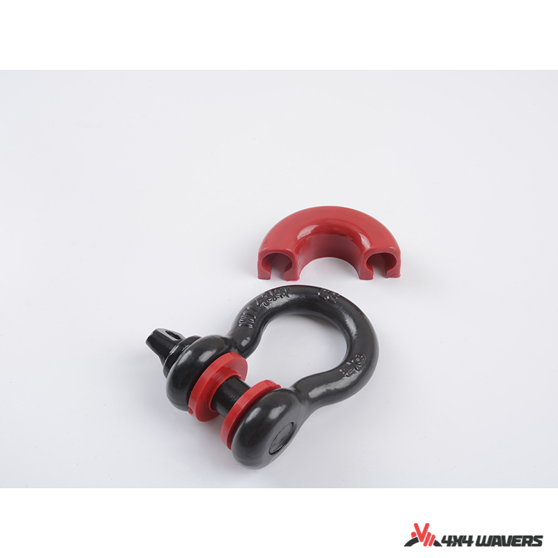 4x4wavers Bumper Hook D-Ring Shakle (Black with Red Cover) - 4X4 WAVERS