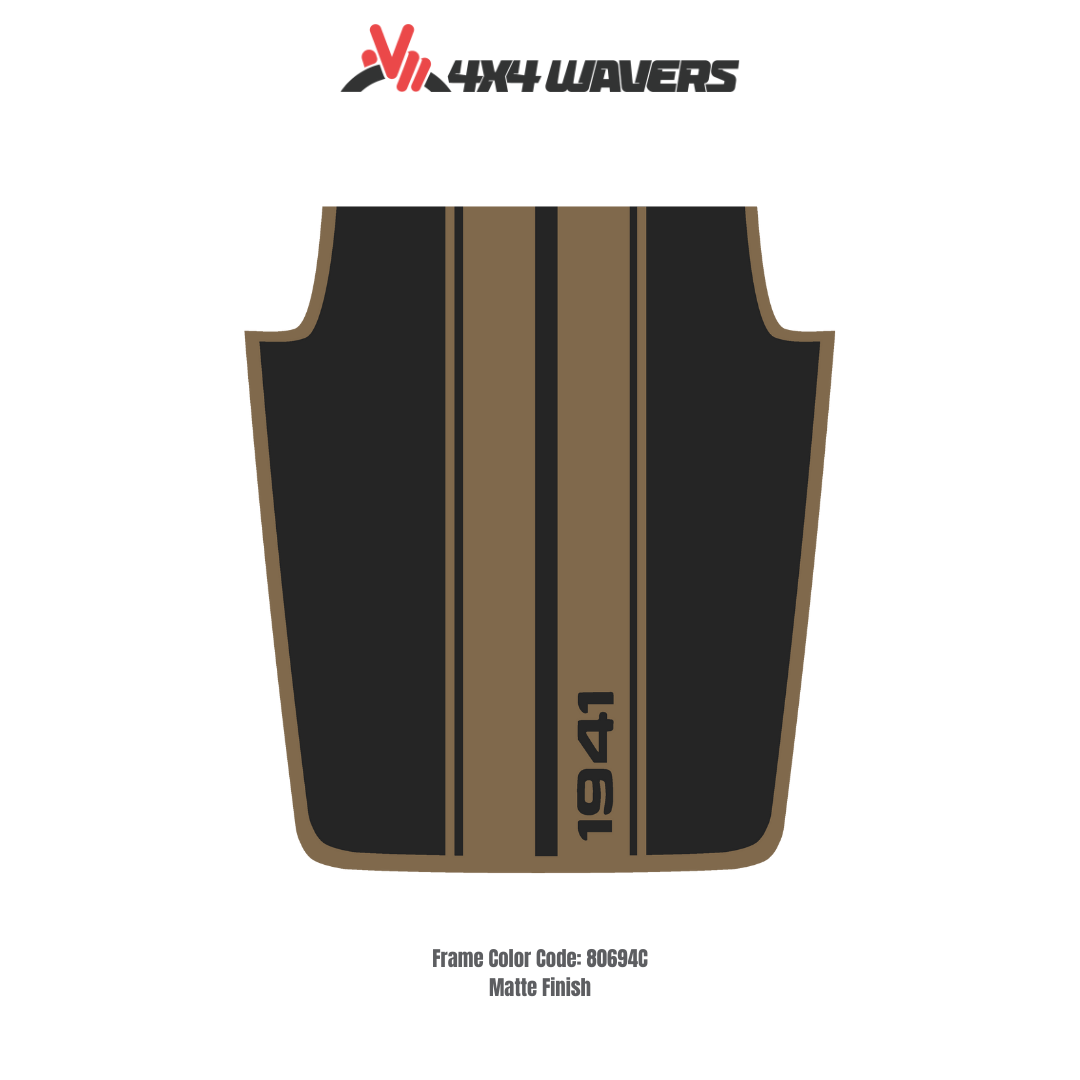 Kit d'autocollants 4x4wavers pour capot JK STRIPE style 1941 – Autocollants en vinyle pour modèles Jeep Wrangler – Fabriqué au Canada