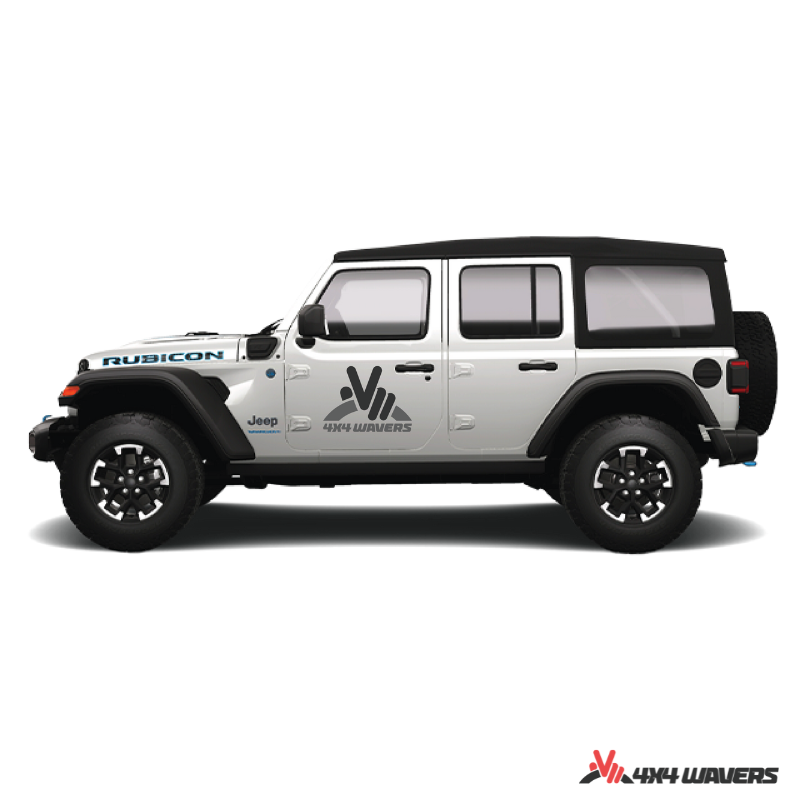 4x4wavers Official Logo Sticker Decal Decoration for Side Door and Hood (2 Decals) - Be a waver Style (Black) - 4X4 WAVERS