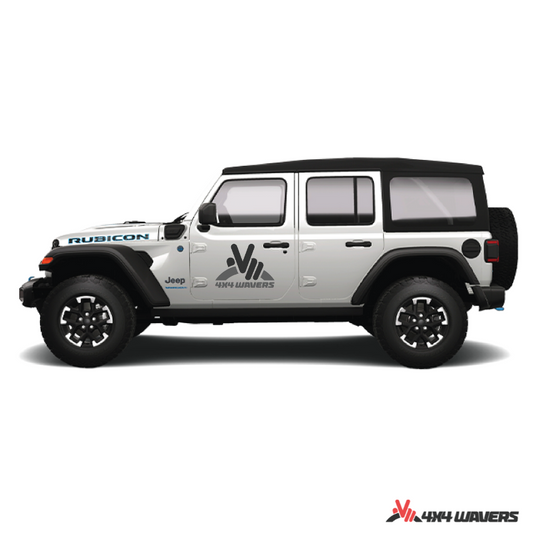 4x4wavers Official Logo Sticker Decal Decoration for Side Door and Hood (2 Decals) - Be a waver Style (Black) - 4X4 WAVERS