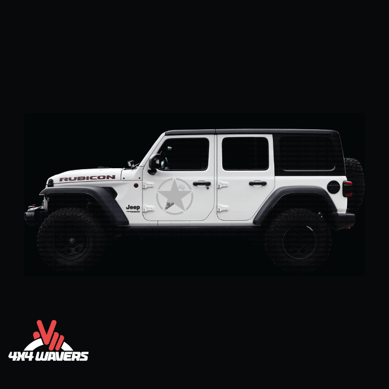 4x4wavers Canada Jeep Star Logo Sticker Decal Decoration for Side Door and Hood (2 Decals) - Offroad in Canada Style (Dark Gray Canada on Black) - 4X4 WAVERS