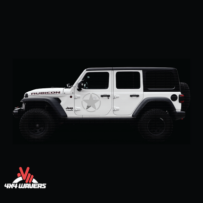 4x4wavers Canada Jeep Star Logo Sticker Decal Decoration for Side Door and Hood (2 Decals) - Offroad in Canada Style (Dark Gray Canada on Black) - 4X4 WAVERS