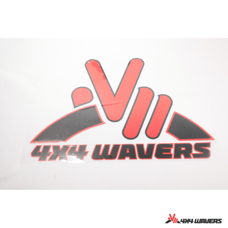 4x4wavers Official Logo Sticker Decal Decoration for Side Door and Hood (2 Decals) - Be a waver Style (Red) - 4X4 WAVERS