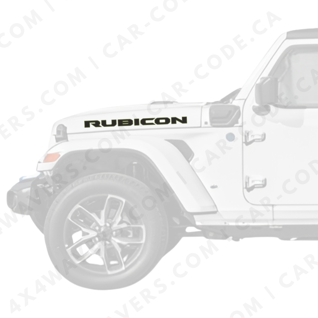 4x4wavers Rubicon Style Decal Sticker Kit for Hood Sides – Vinyl Car Decals for Jeep Wrangler Models – 2x Rubicon Decals – Made in Canada - 4X4 WAVERS