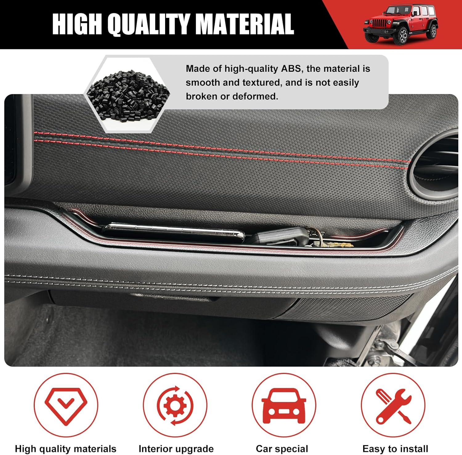 4X4WAVERS Passenger Side Grab Bar Tray - Storage Tray Organizer Grab Handle Box - Jeep Wrangler & Gladiator JL/JLU/4XE/JT 2024+ - 4X4 WAVERS