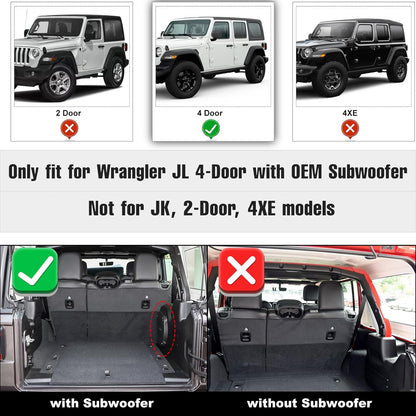 OFFactory 3D Cargo Mat | All-Weather Guard Trunk Floor Mat Cargo Liners Heavy Duty Waterproof Odorless Durable - Jeep Wrangler JLU 2018+ (with subwoof