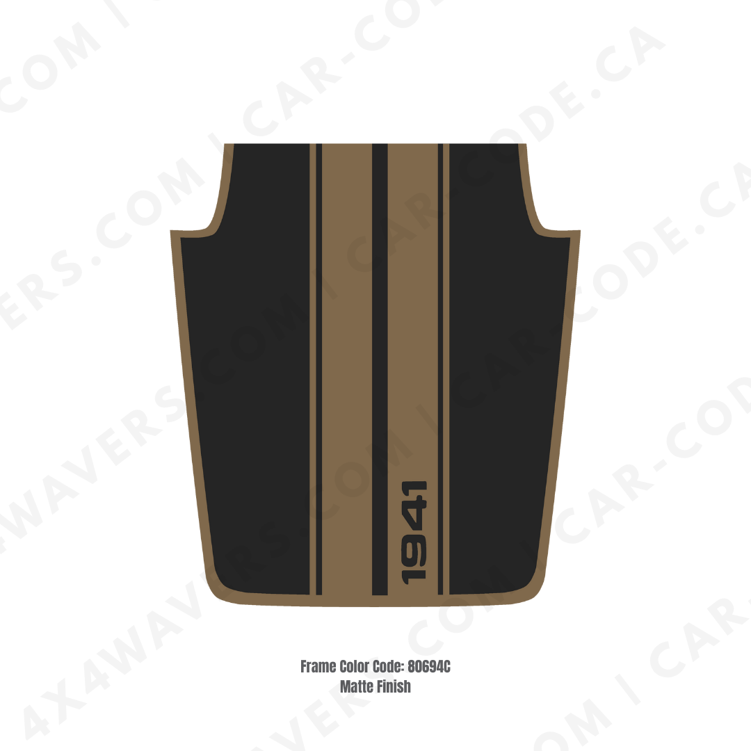 4x4wavers Decal Sticker Kit for JK Hood STRIPE 1941 Style – Vinyl Car Decals for Jeep Wrangler Models – Made in Canada - 4X4 WAVERS