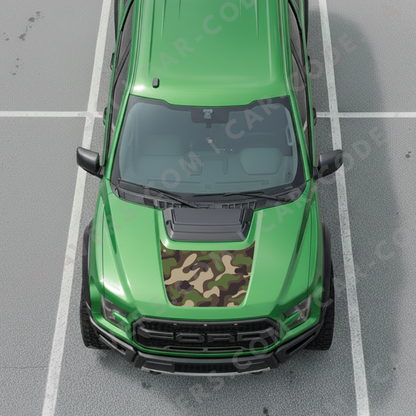 Ford F-150 Raptor Capot – Série CAMO (Forêt / Urbain Digi) – 2017–2025 – Vinyle découpé mat imprimé 3M ou Avery