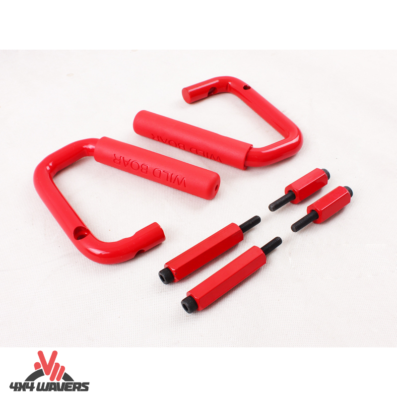 4x4wavers Metal Front Grab Handle Kit (Red Color) - 4X4 WAVERS