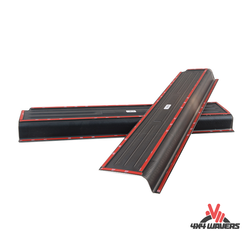 4x4wavers Door Sill Entry Guard - Carbon Fiber Style with Carbon Fiber Wrangler Logo - 4X4 WAVERS