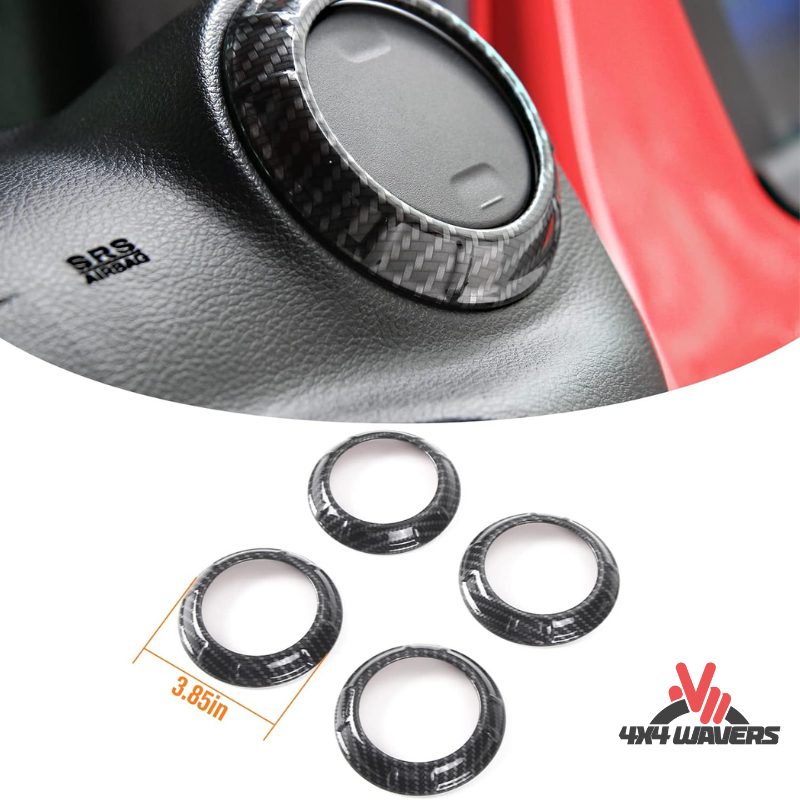 4x4wavers Dashboard Air Conditioner Vent Circle Ring Cover (Black Carbon Fiber Style) - 4X4 WAVERS